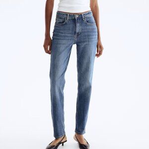 H&M Women's Slim Straight Regular Fit High Waist Coupe &Denim Jeans, Size 8